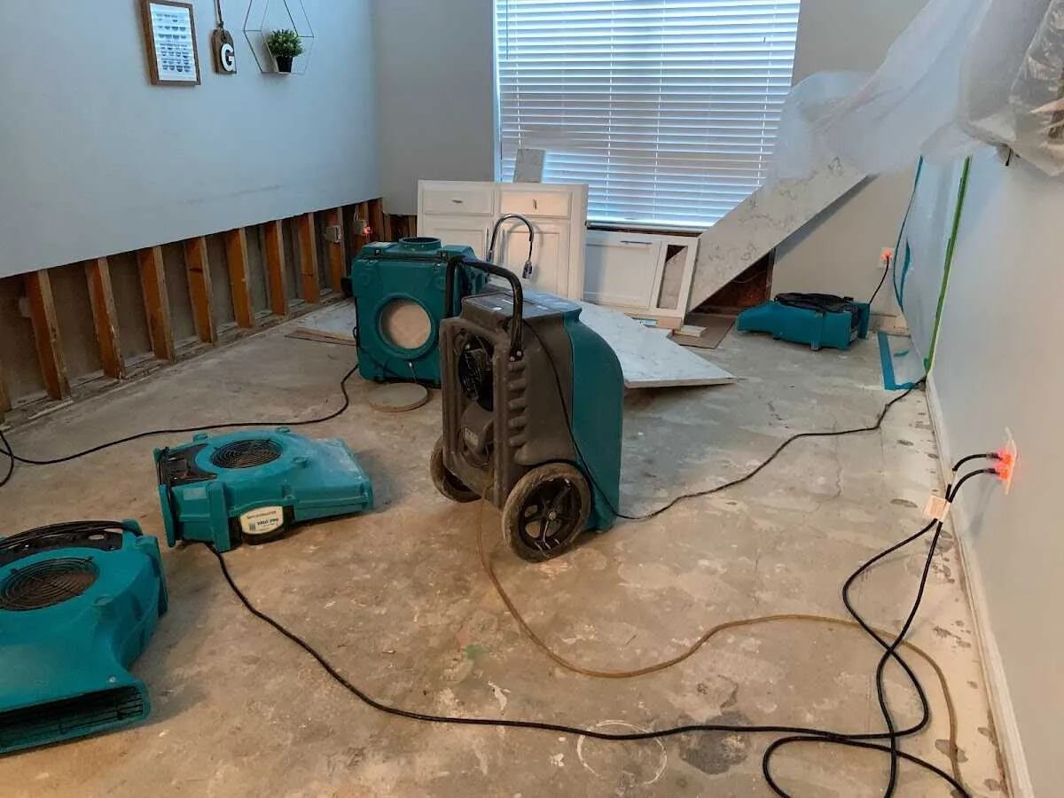 Dehumidifier in flood-cut room for Water Damage Restoration in Redland